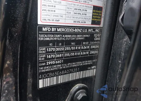 2008 Mercedes-Benz R 350 4Matic from USA, damaged, VIN 4JGCB65E68A075351